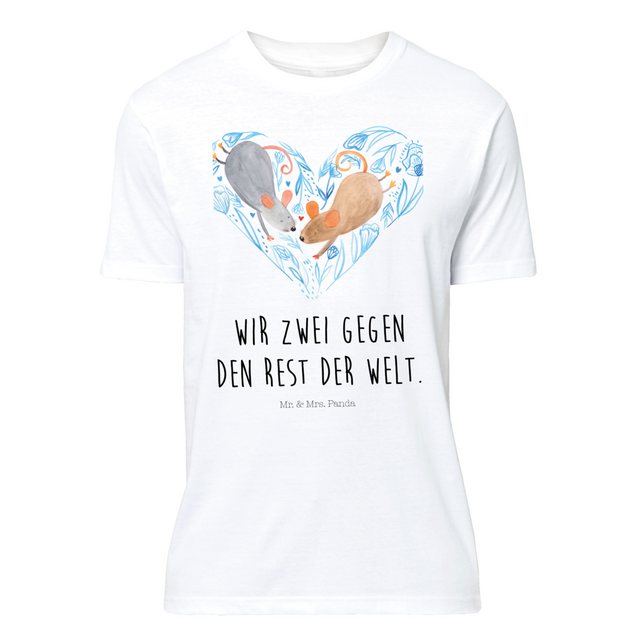 Mr. & Mrs. Panda T-Shirt Mäuse Herz - Weiß - Geschenk, T-Shirt, Lustiges T- günstig online kaufen