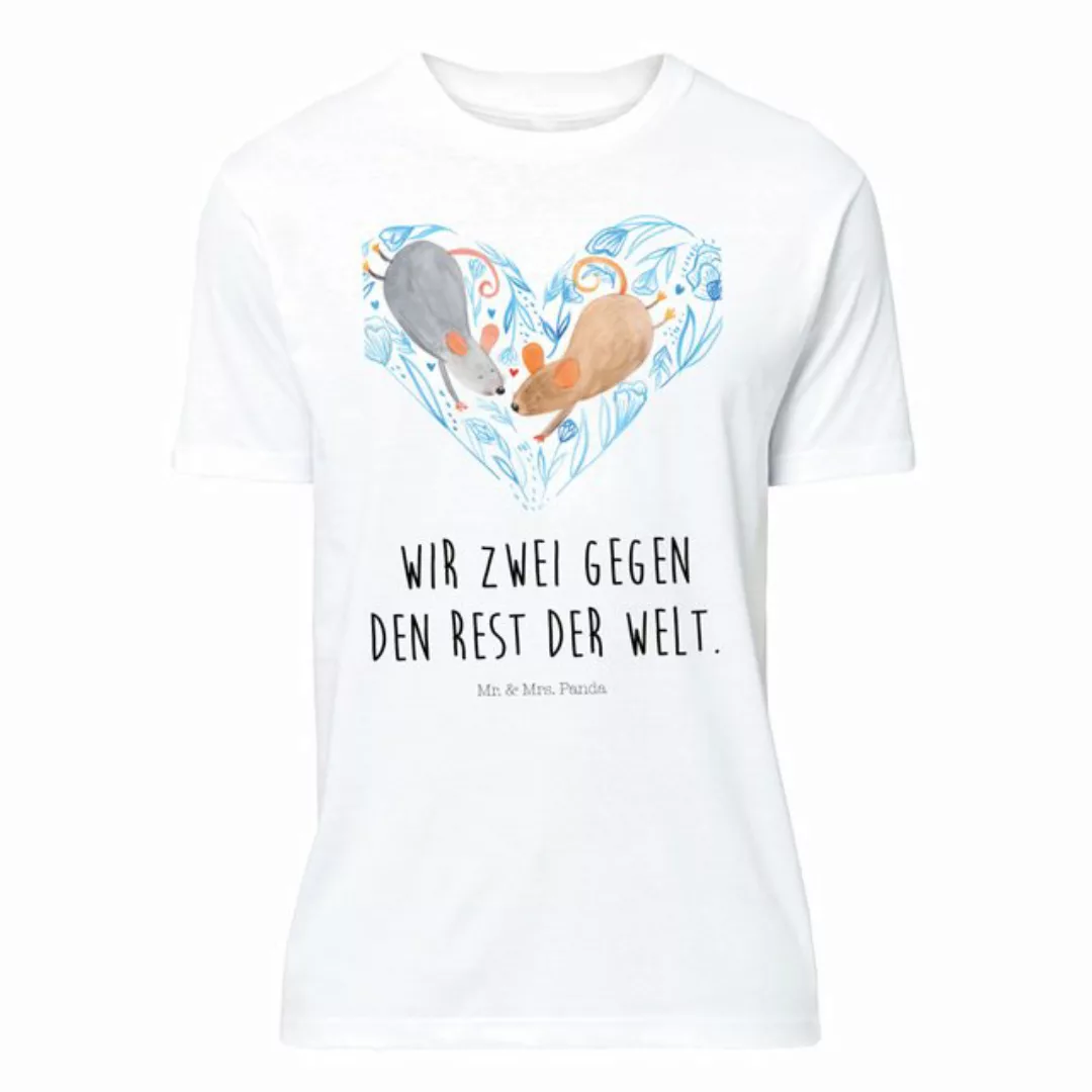 Mr. & Mrs. Panda T-Shirt Mäuse Herz - Weiß - Geschenk, T-Shirt, Lustiges T- günstig online kaufen