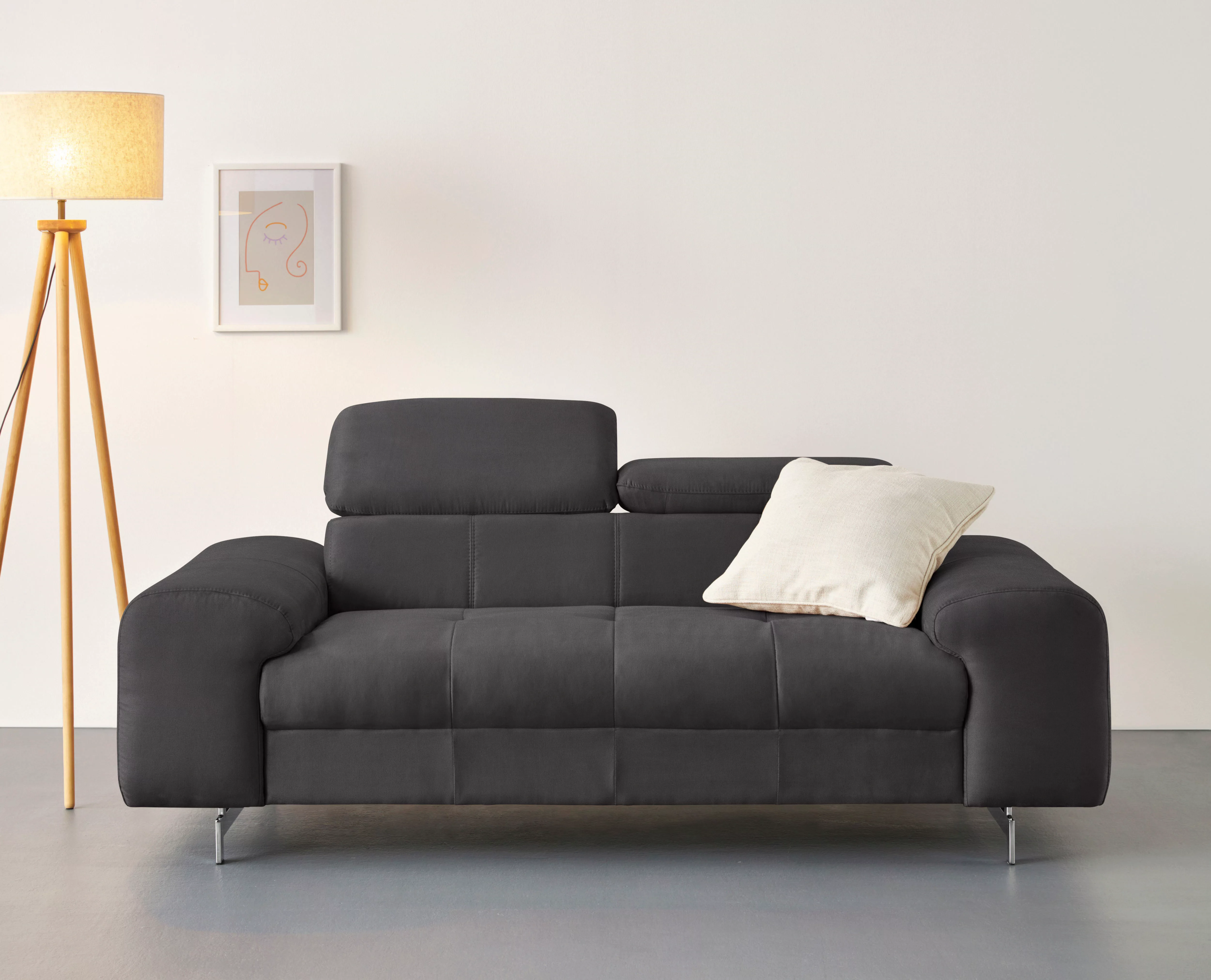COTTA 2-Sitzer "Chef", Big-Sofa mit Kopfteilverstellung, edle Metallkufen günstig online kaufen