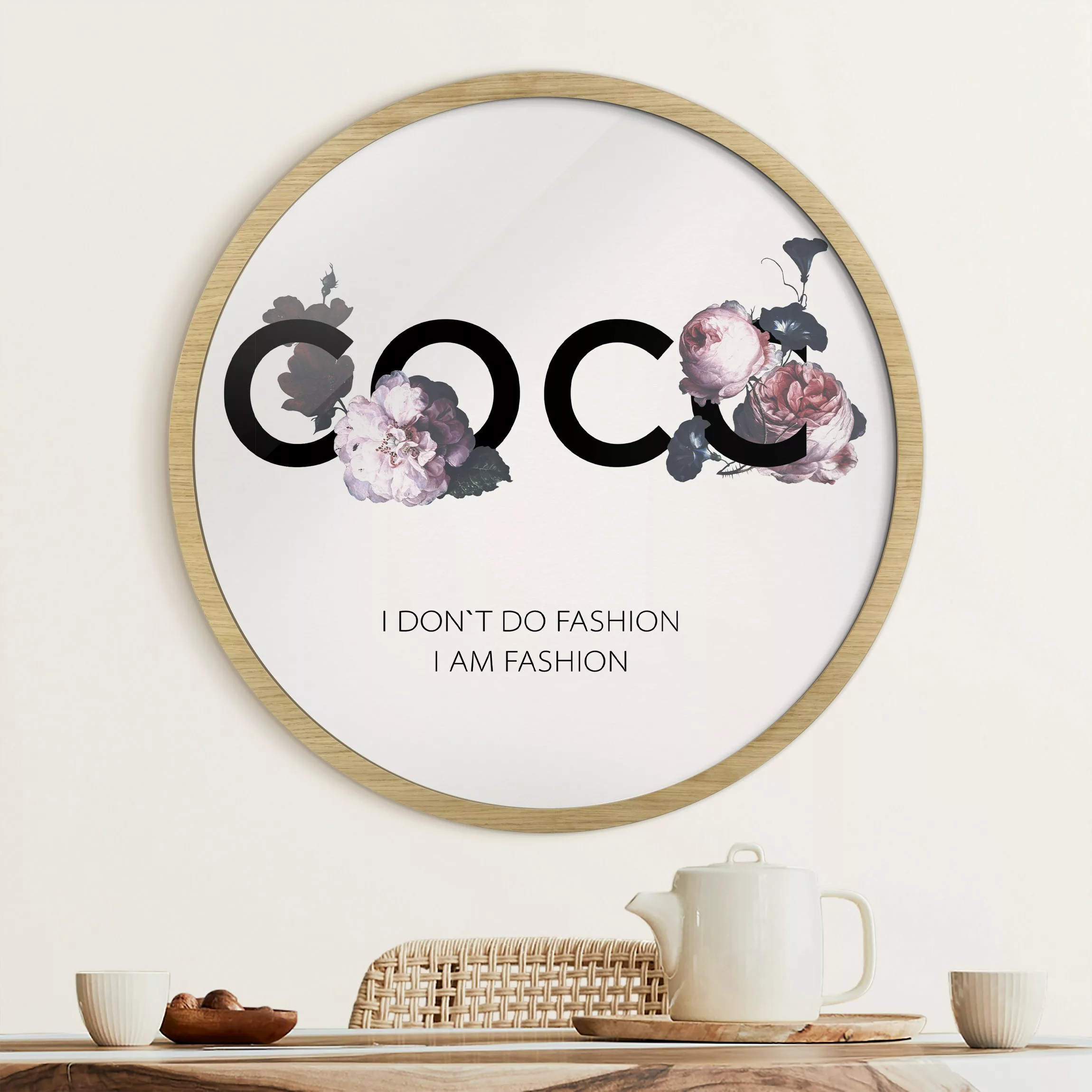 Rundes Bild mit Rahmen COCO - I don´t do fashion Rosen günstig online kaufen