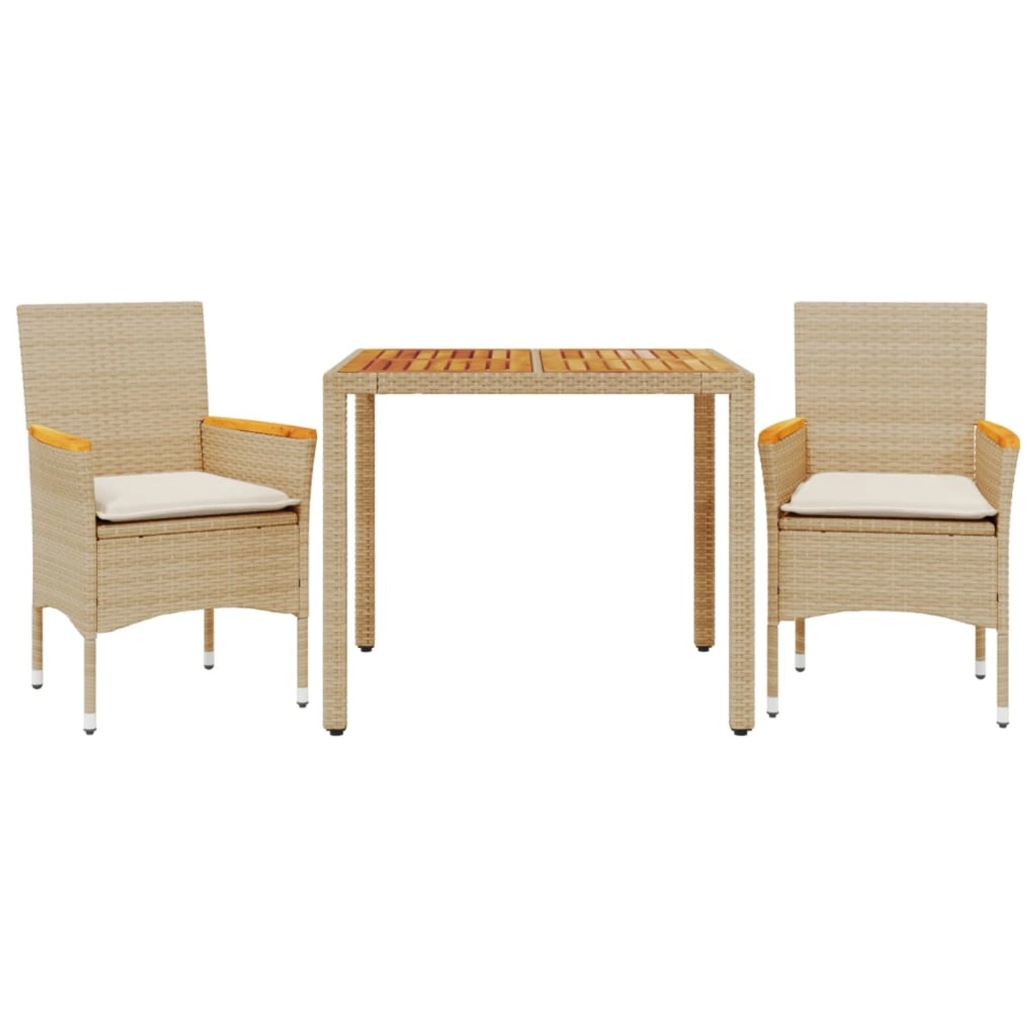 vidaXL 3-Tlg Garten-Essgruppe mit Kissen Beige Poly Rattan Akazie 3278639 günstig online kaufen