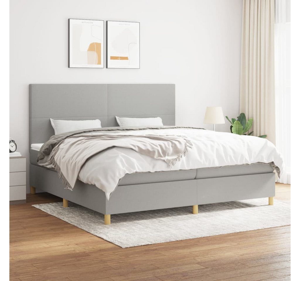 vidaXL Boxspringbett Boxspringbett mit Matratze Hellgrau 200x200 cm Stoff B günstig online kaufen