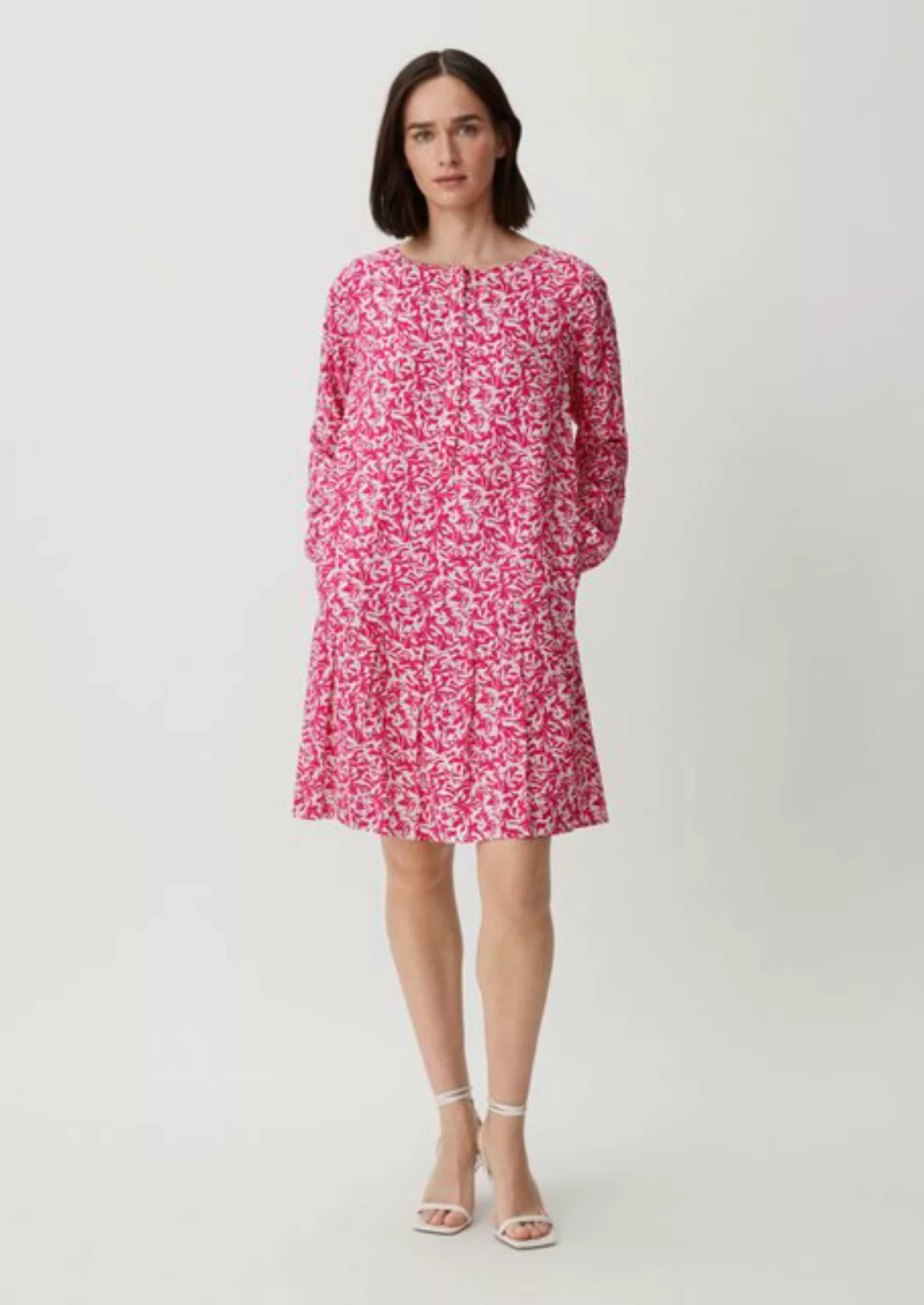 Comma Minikleid Viskosekleid aus Popeline Volants, Logo, Raffung günstig online kaufen