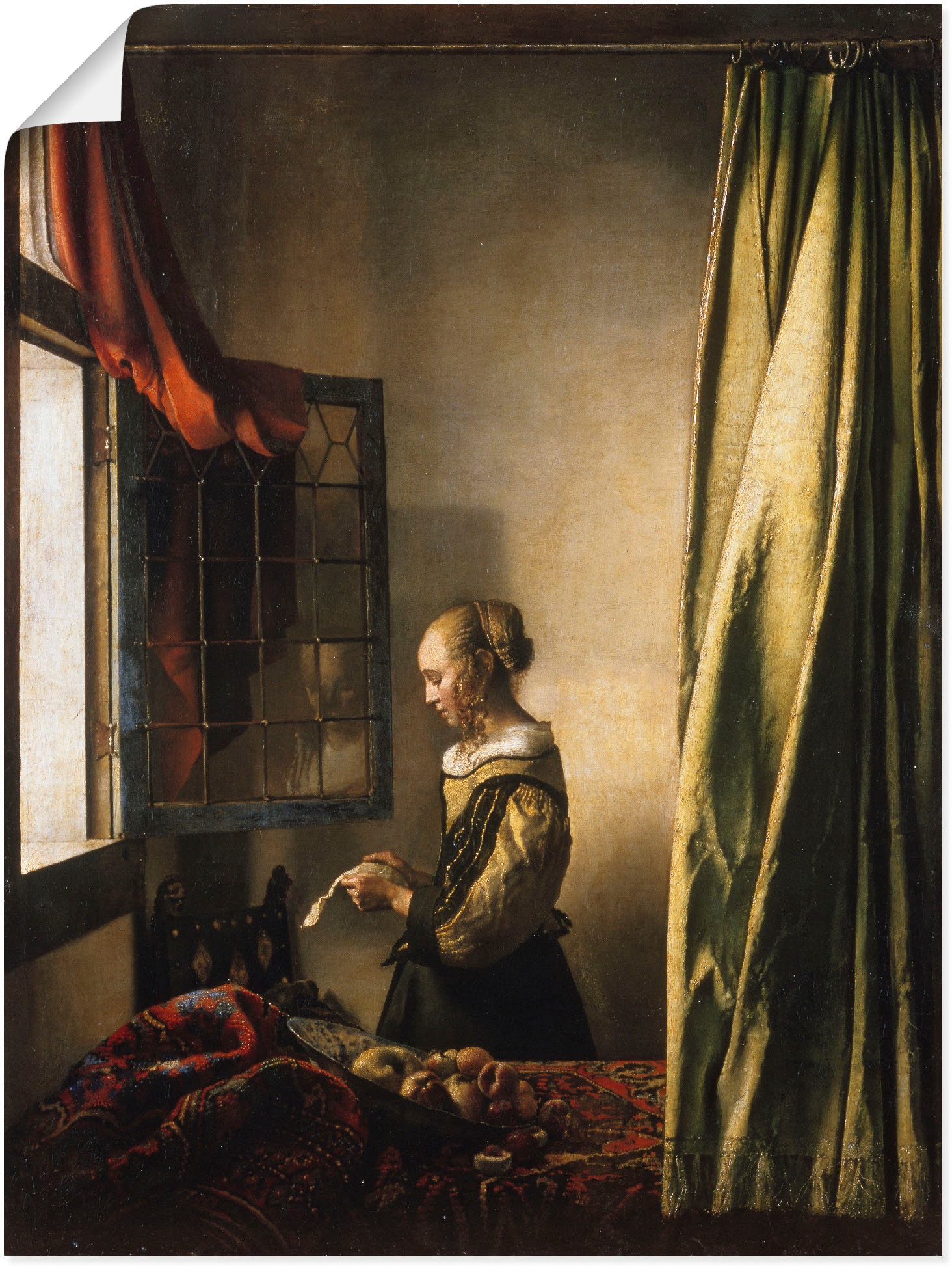 Artland Wandbild »Briefleserin am offenen Fenster. Um 1658«, Frau, (1 St.), günstig online kaufen