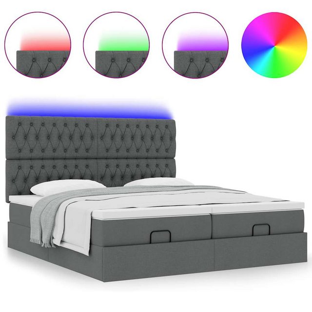 vidaXL Bett, Ottoman-Bett mit Matratzen & LEDs Dunkelgrau 160x200 cm Stoff günstig online kaufen