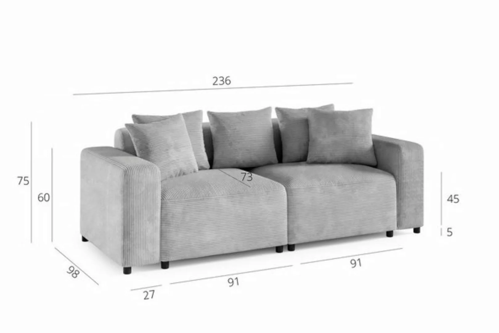 Fun Möbel 2-Sitzer Sofa Designersofa MEGAN 2-Sitzer in Stoff Poso, inkl. 5 günstig online kaufen