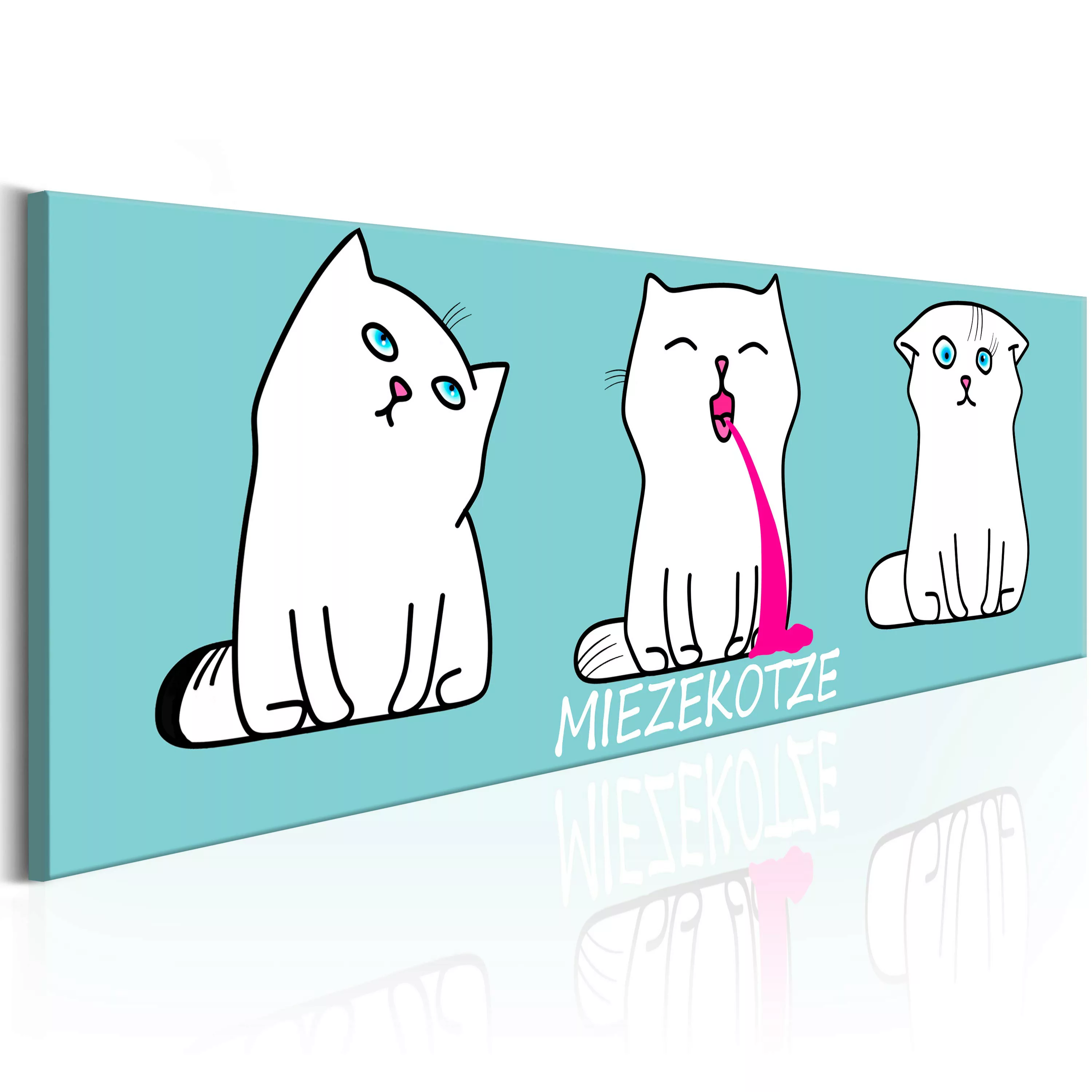 Wandbild - Miezekotze: Cat Trio (Blue) günstig online kaufen