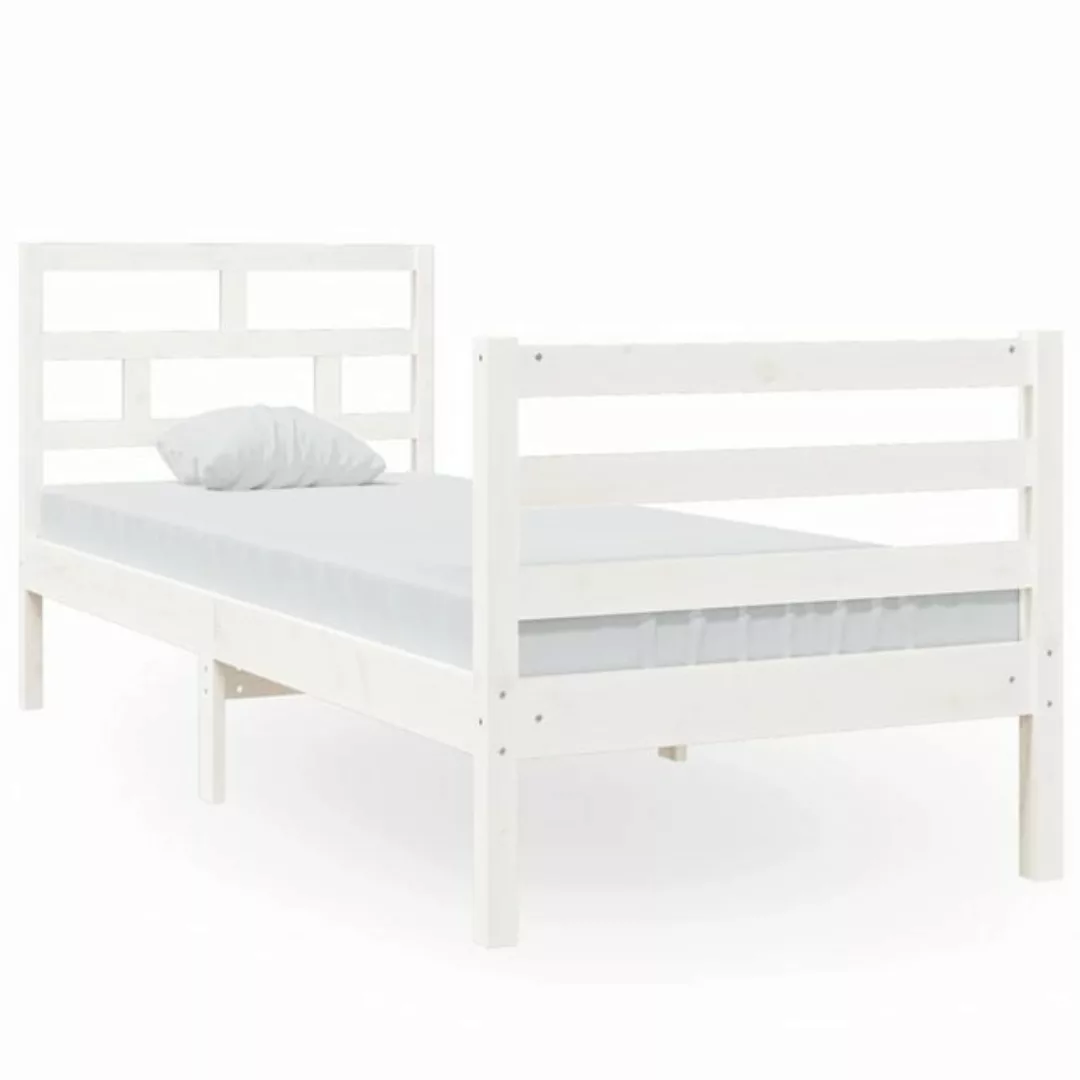 vidaXL Bettgestell Massivholzbett Weiß 75x190 cm 2FT6 Small Single Bett Bet günstig online kaufen