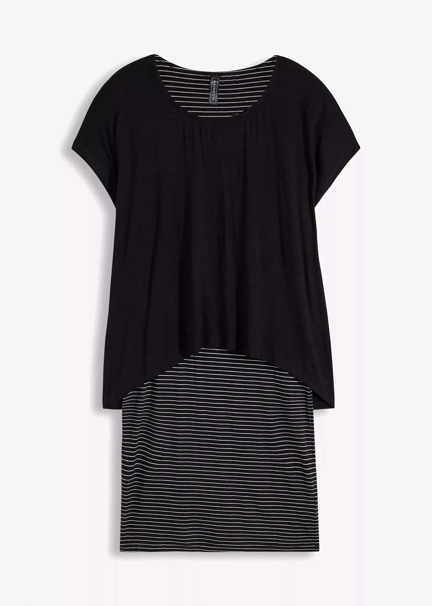 Jerseykleid mit Streifenrock günstig online kaufen