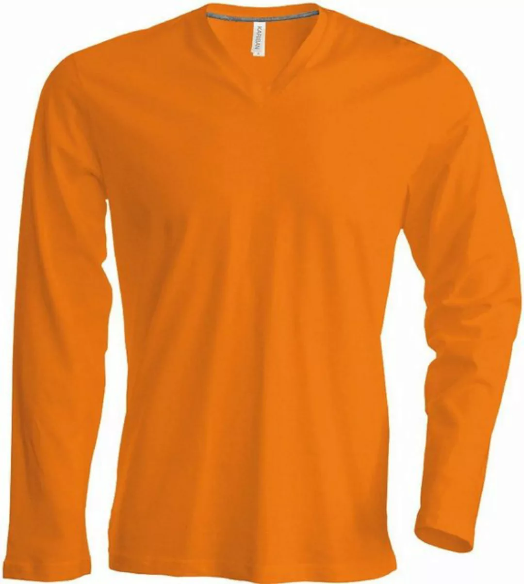 Kariban Rundhalsshirt Kariban K358 Herren V-Neck T-Shirt langarm enzymgewas günstig online kaufen