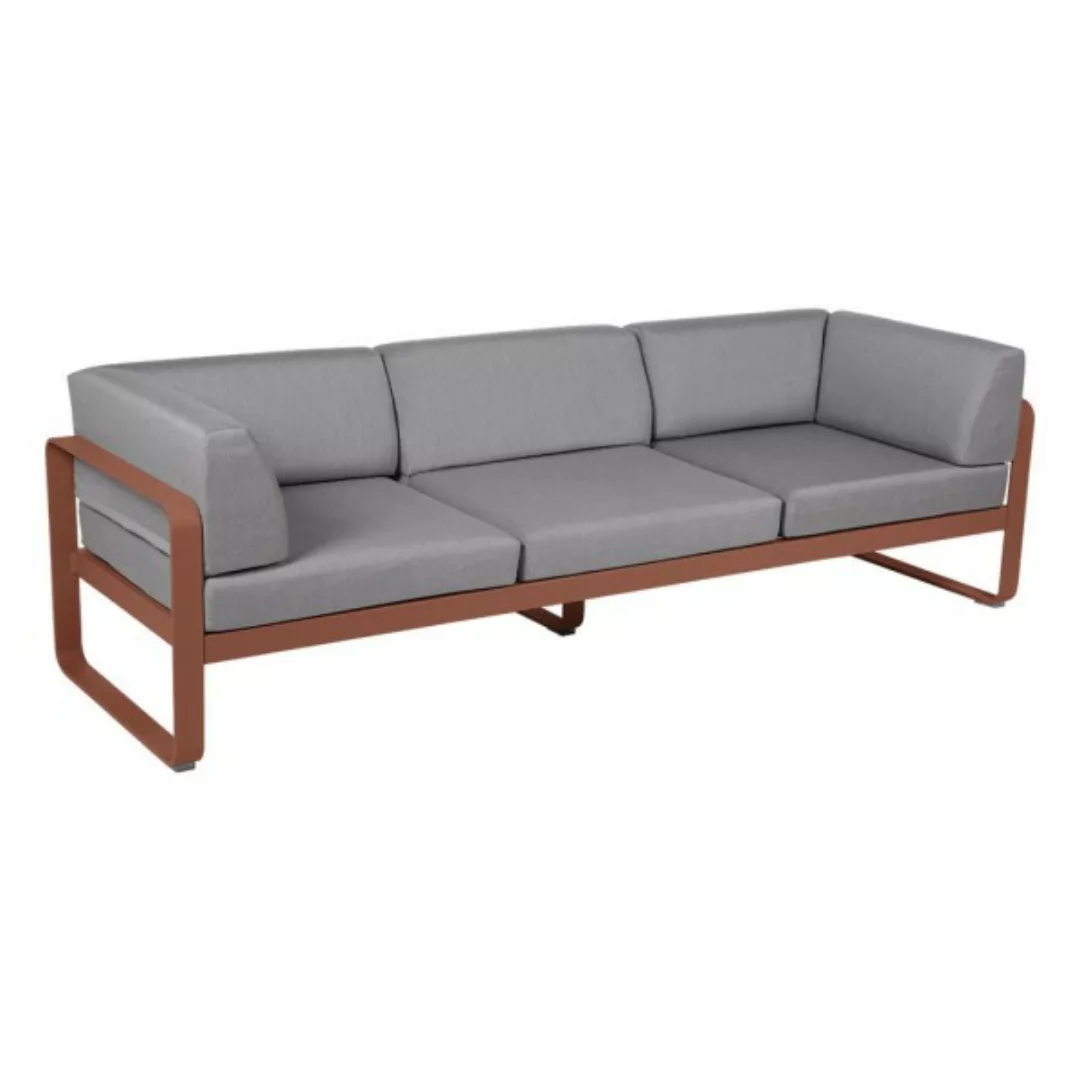 Bellevie 3-Sitzer Club Sofa Outdoor 20 Ockerrot 79 Flanellgrau günstig online kaufen