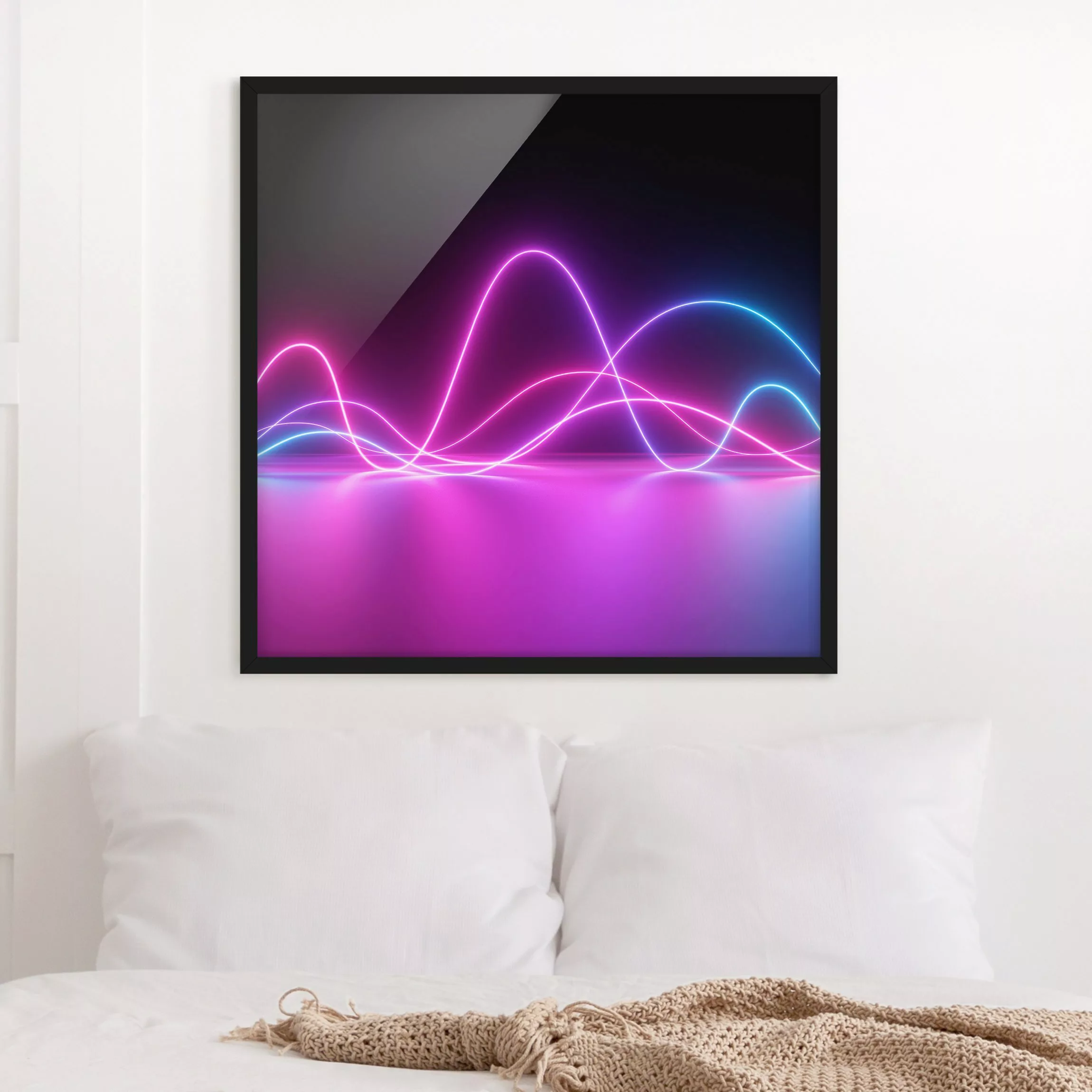 Bild mit Rahmen Neonwellen günstig online kaufen