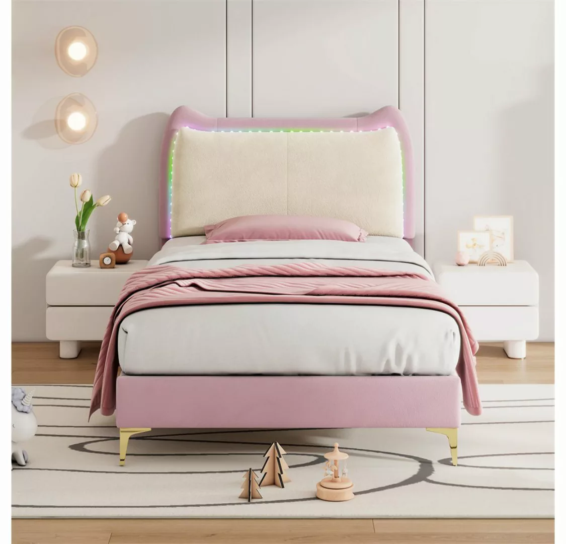 XDeer Kinderbett Polsterbett mit mehrfarbigen, wechselnden LED-Streifen, mi günstig online kaufen