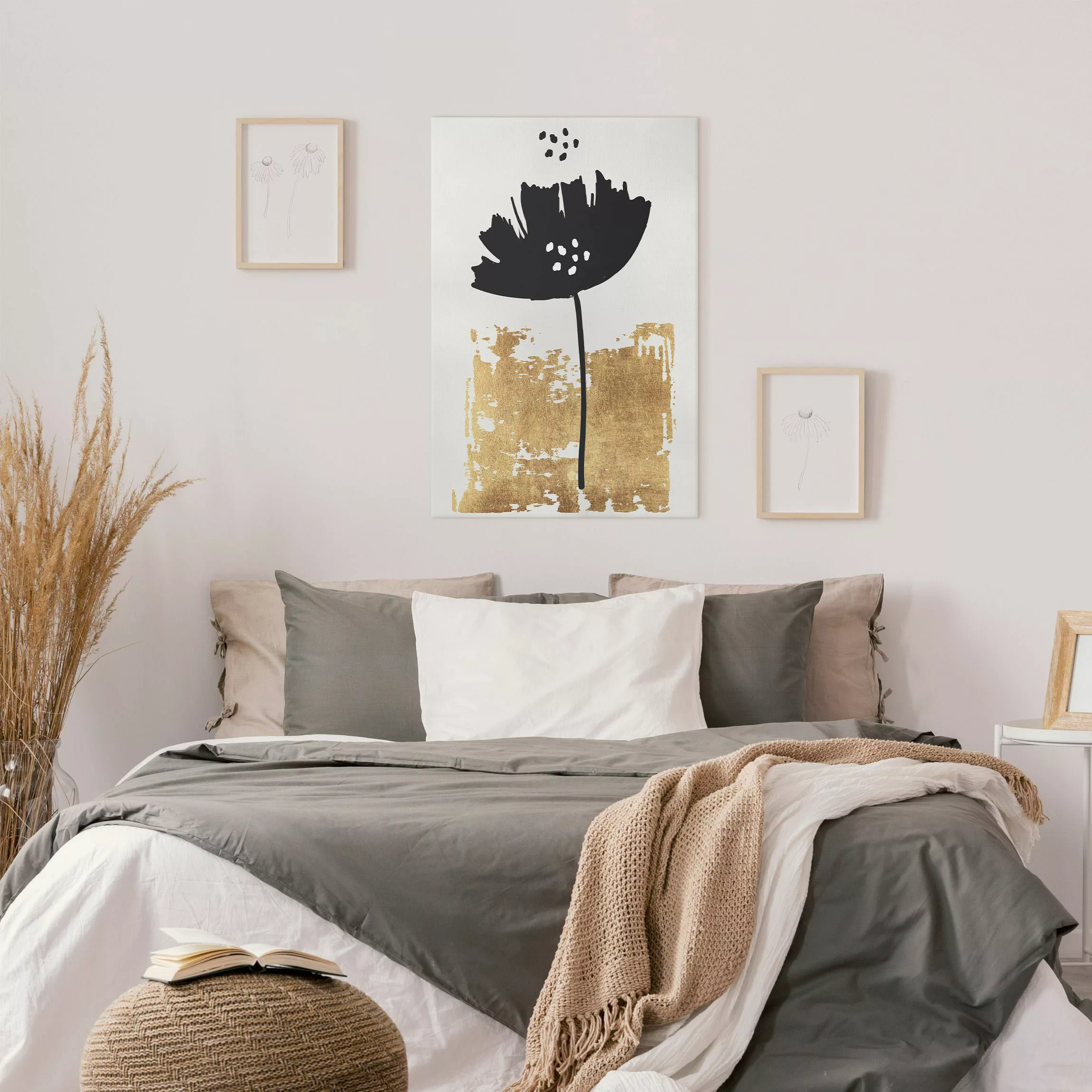 Leinwandbild Goldene Mohn Blume günstig online kaufen