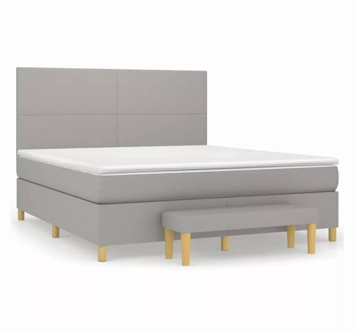 vidaXL Boxspringbett Boxspringbett mit Matratze Hellgrau 180x200 cm Stoff B günstig online kaufen