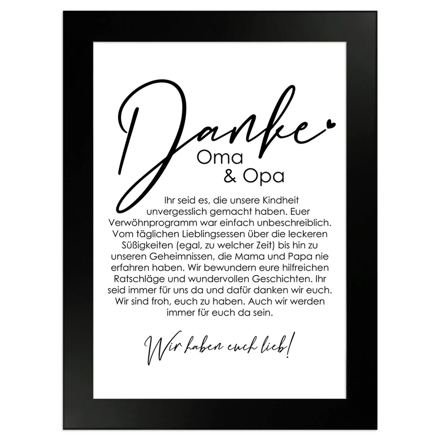 WANDStyle Gerahmtes Poster Danke Oma und Opa 13 x 18 cm Geschenkidee für Me günstig online kaufen