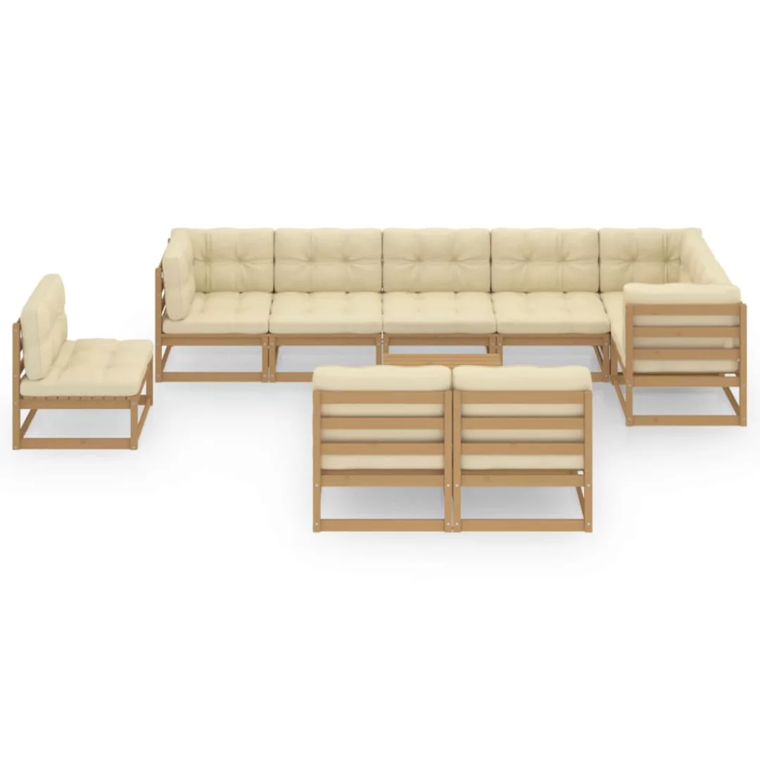 10-tlg. Garten-lounge-set Mit Kissen Kiefer Massivholz günstig online kaufen