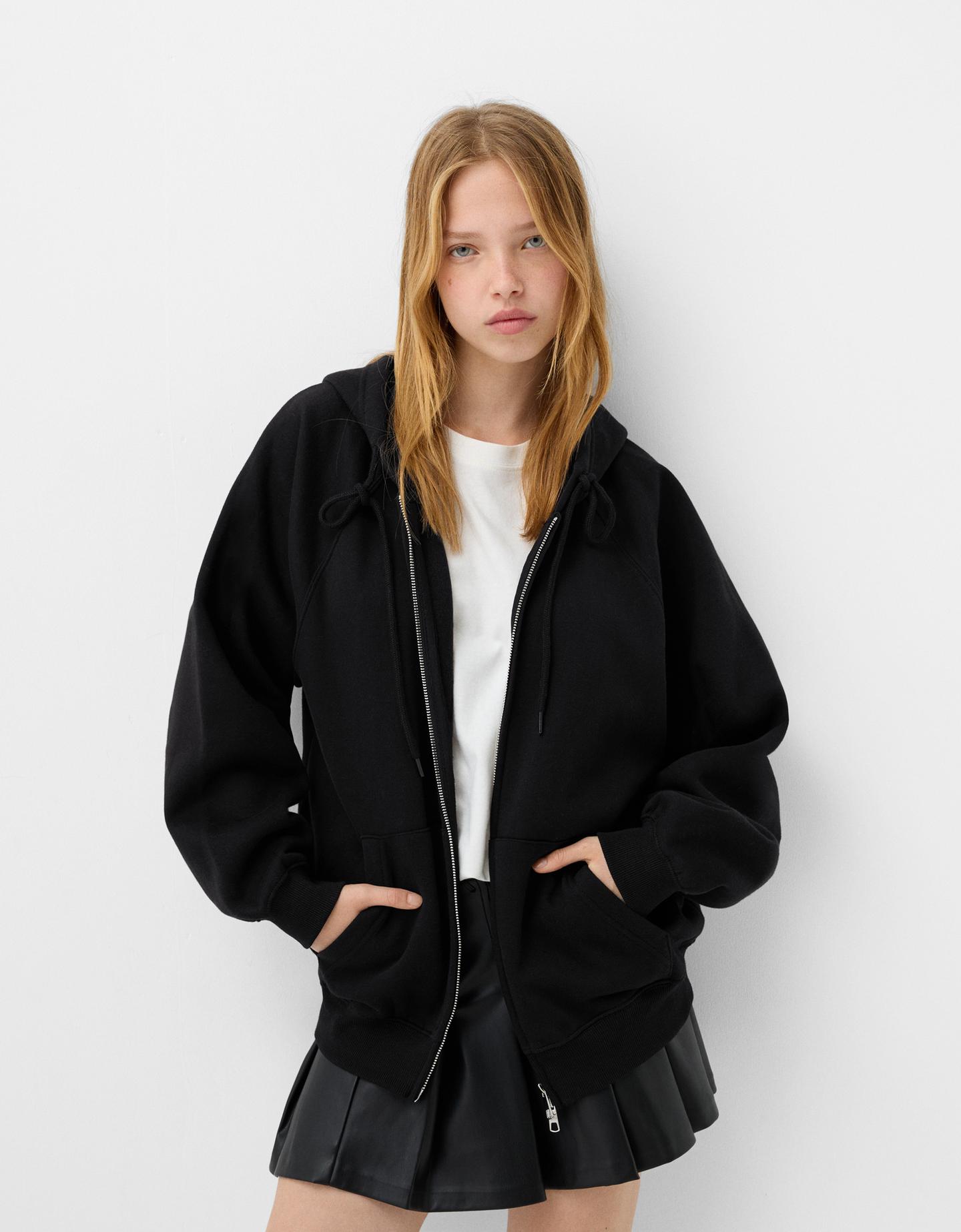 Bershka Hoodie Mit Reißverschluss Damen S Schwarz günstig online kaufen