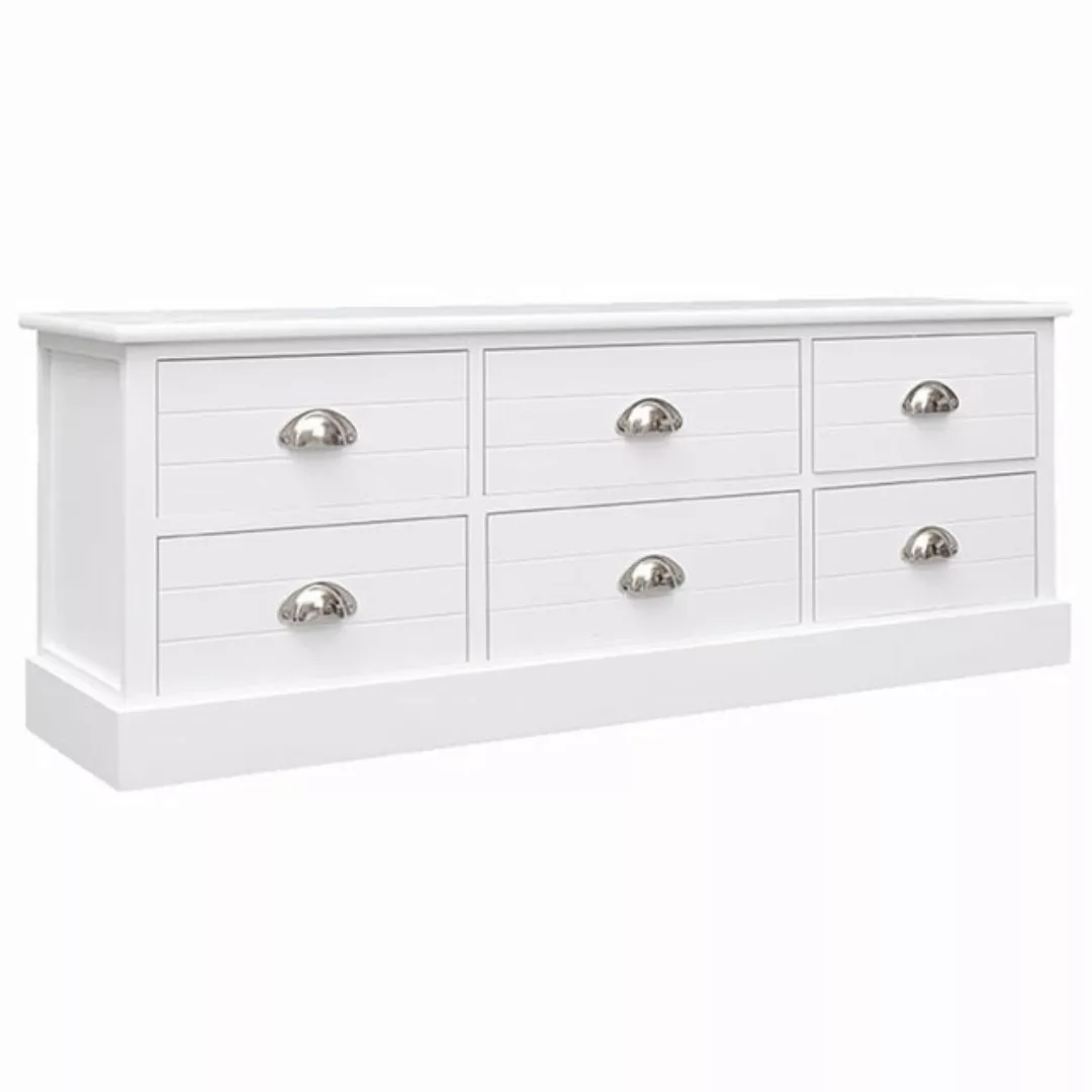 vidaXL TV-Schrank TV-Schrank Weiß 108x30x40 cm Massivholz Paulownia Lowboar günstig online kaufen