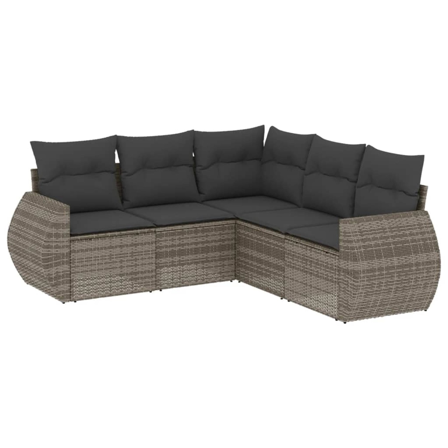 vidaXL 5-Tlg Garten-Sofagarnitur mit Kissen Grau Poly Rattan 3221349 günstig online kaufen