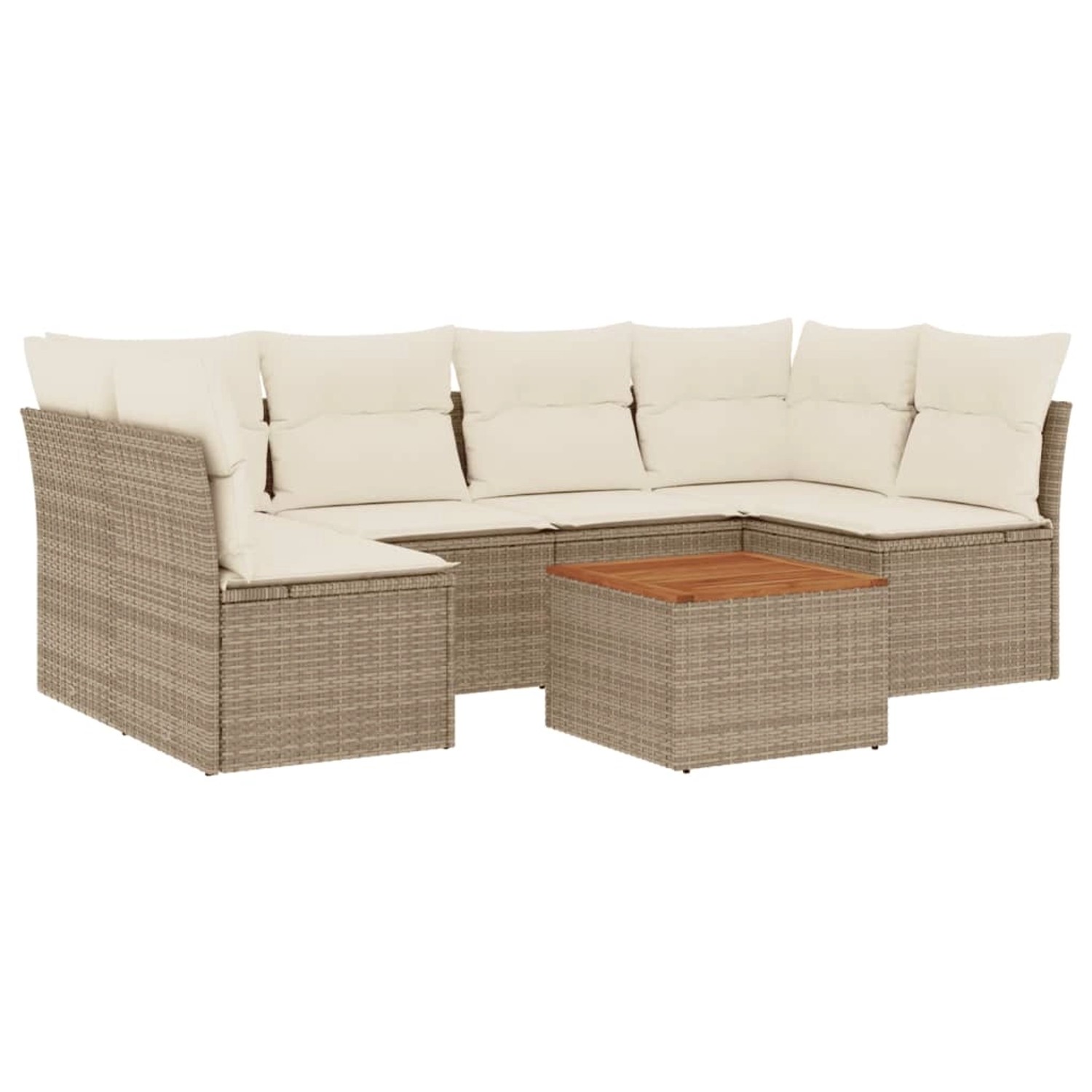 vidaXL 7-Tlg Garten-Sofagarnitur mit Kissen Beige Poly Rattan 3223559 günstig online kaufen