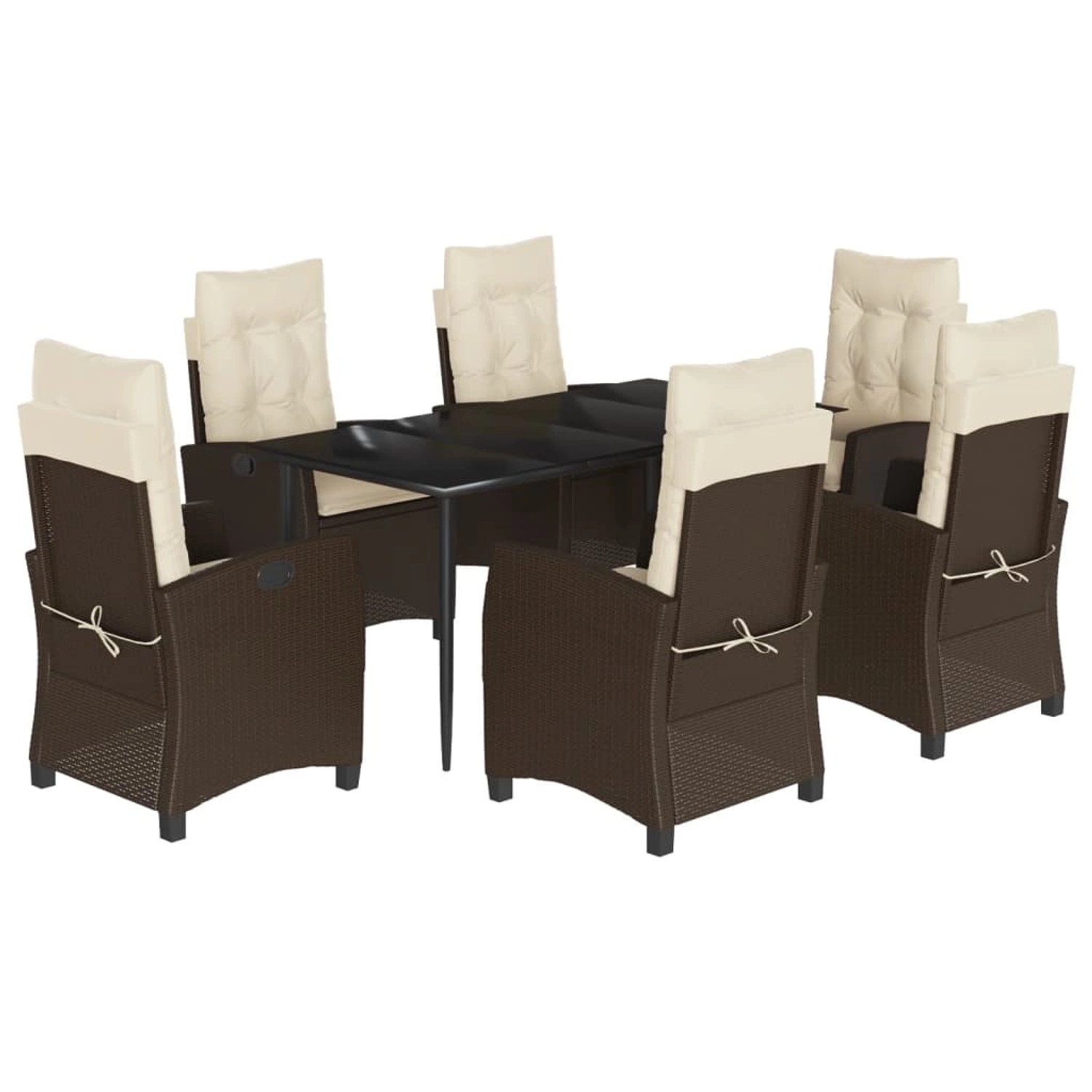 vidaXL 7-Tlg Garten-Essgruppe mit Kissen Braun Poly Rattan 3212768 günstig online kaufen