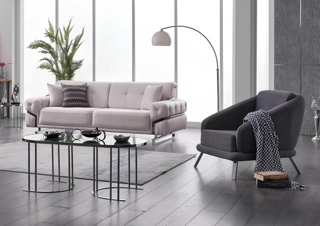 Xlmoebel Sofa Wohnzimmer Sofa-Set mit einem Dreisitzer und einem Sessel in, günstig online kaufen