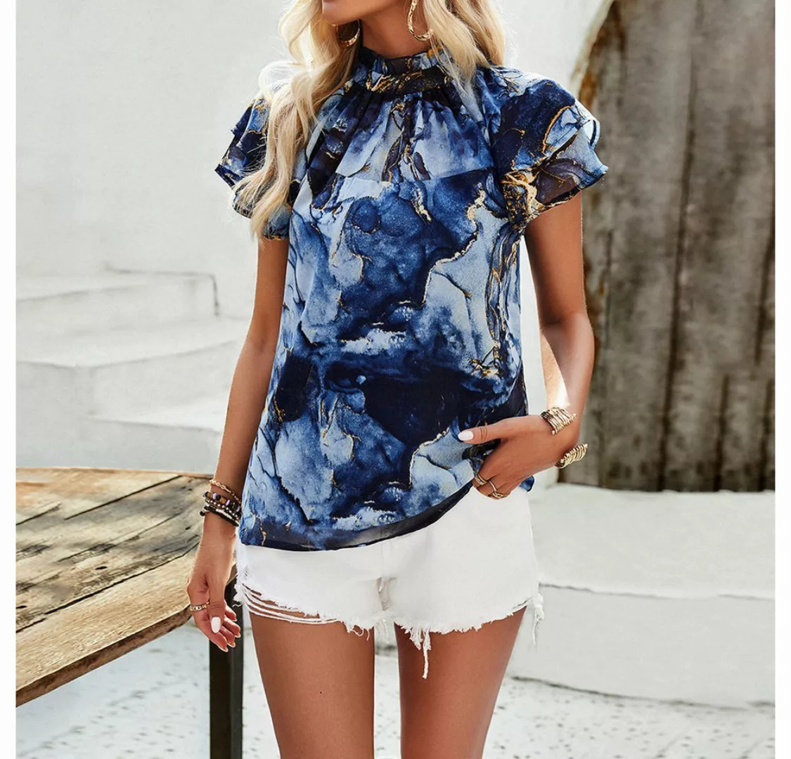 BlauWave Schlupfbluse Lässiges Shirt Bedrucktes Kurzarm-Top (1-tlg) Kurze Ä günstig online kaufen