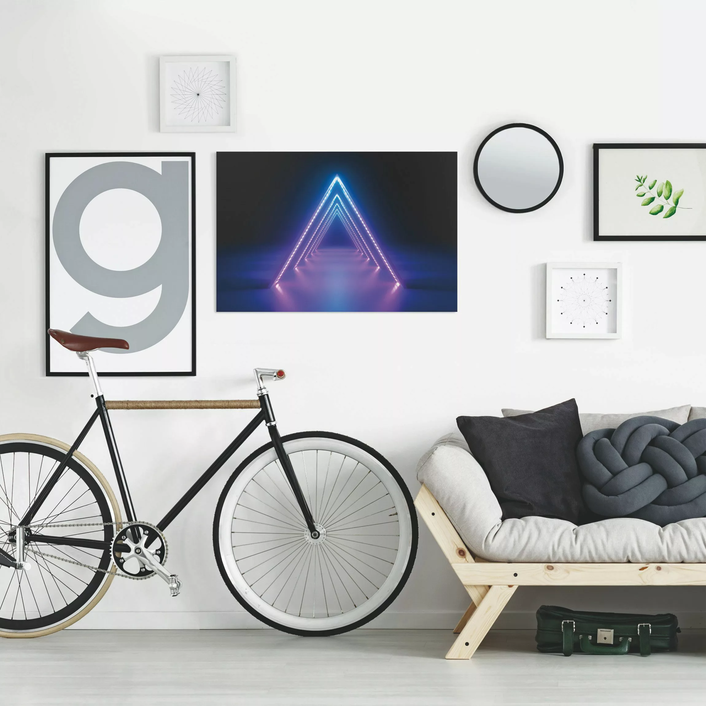 Leinwandbild Neon Dreieck günstig online kaufen