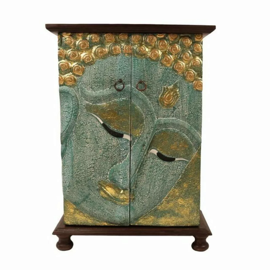 Oriental Galerie Mehrzweckschrank Schrank Holzschrank 90 cm Buddha Türkis ( günstig online kaufen