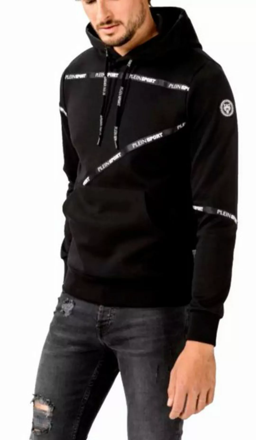 PHILIPP PLEIN Hoodie Kapuzen Swetashirt mit Logo Streifen Kapuze mit Kordel günstig online kaufen