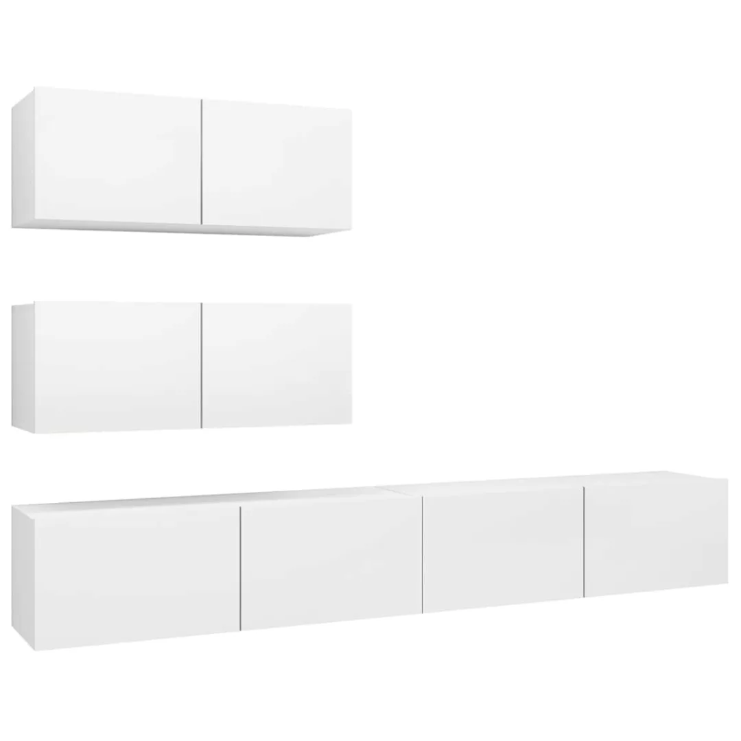 4-tlg. Tv-schrank-set Weiß Spanplatte günstig online kaufen