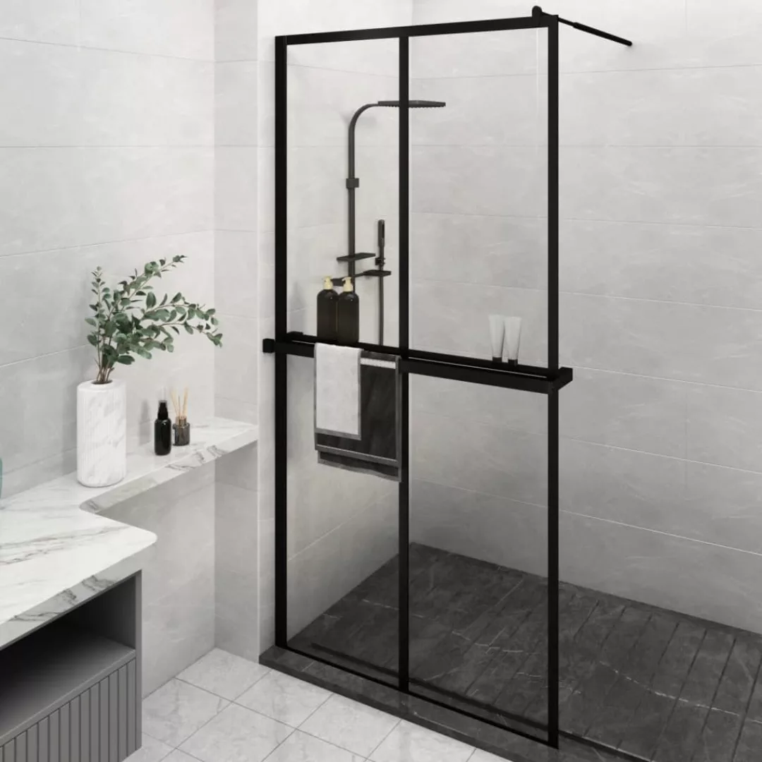 Vidaxl Duschwand Mit Ablage Für Walk-in-dusche Schwarz 118x190 Cm Esg günstig online kaufen