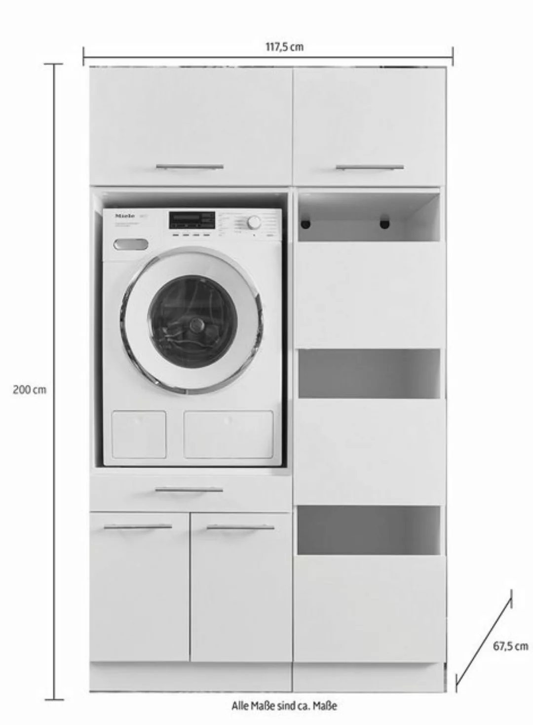 Laundreezy Waschmaschinenumbauschrank in weiß - 117,5x200x67,5 (BxHxT) günstig online kaufen
