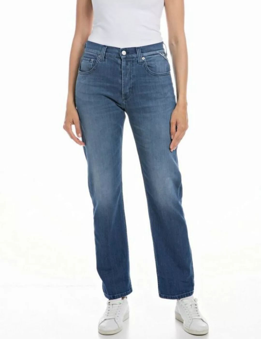 Replay Damen Jeans MAIJKE STRAIGHT - Straight Fit - Blau - Medium Blue Deni günstig online kaufen