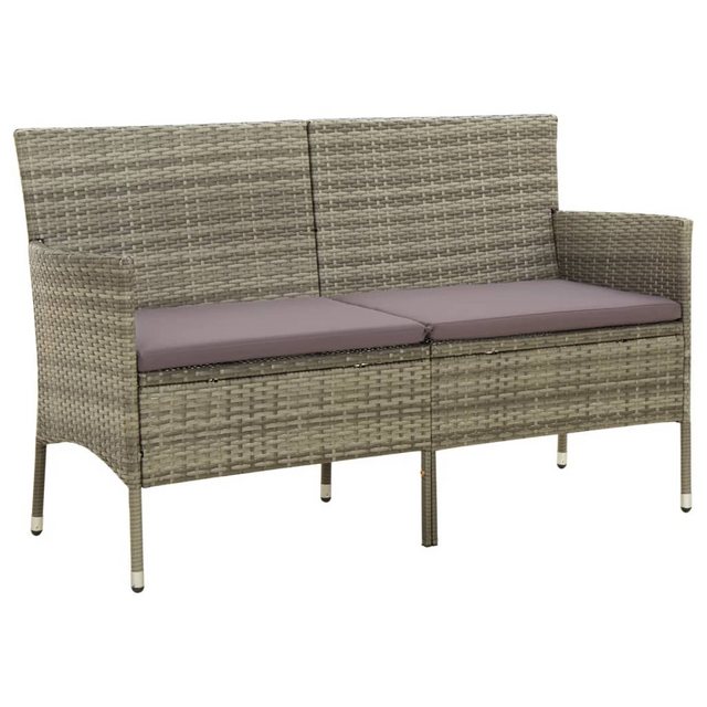 vidaXL Loungesofa Gartensofa 3-Sitzer mit Kissen Grau Poly Rattan, 1 Teile günstig online kaufen