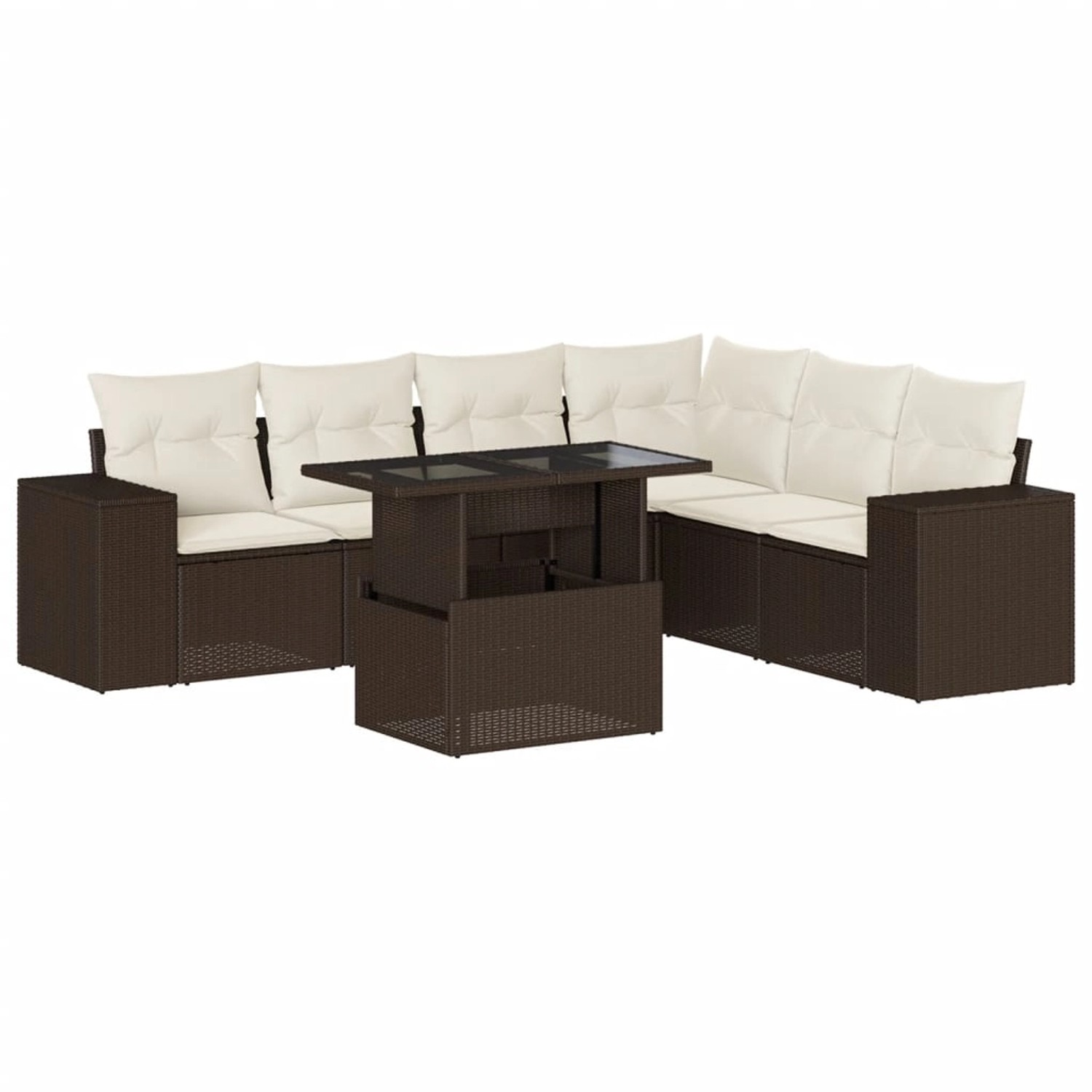 vidaXL 7-Tlg Garten-Sofagarnitur mit Kissen Braun Poly Rattan 3269193 günstig online kaufen