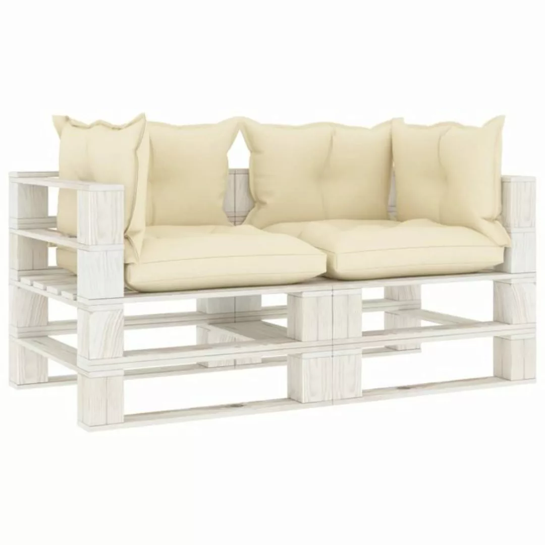 Garten-palettensofa 2-sitzer Mit Creme-kissen Holz günstig online kaufen