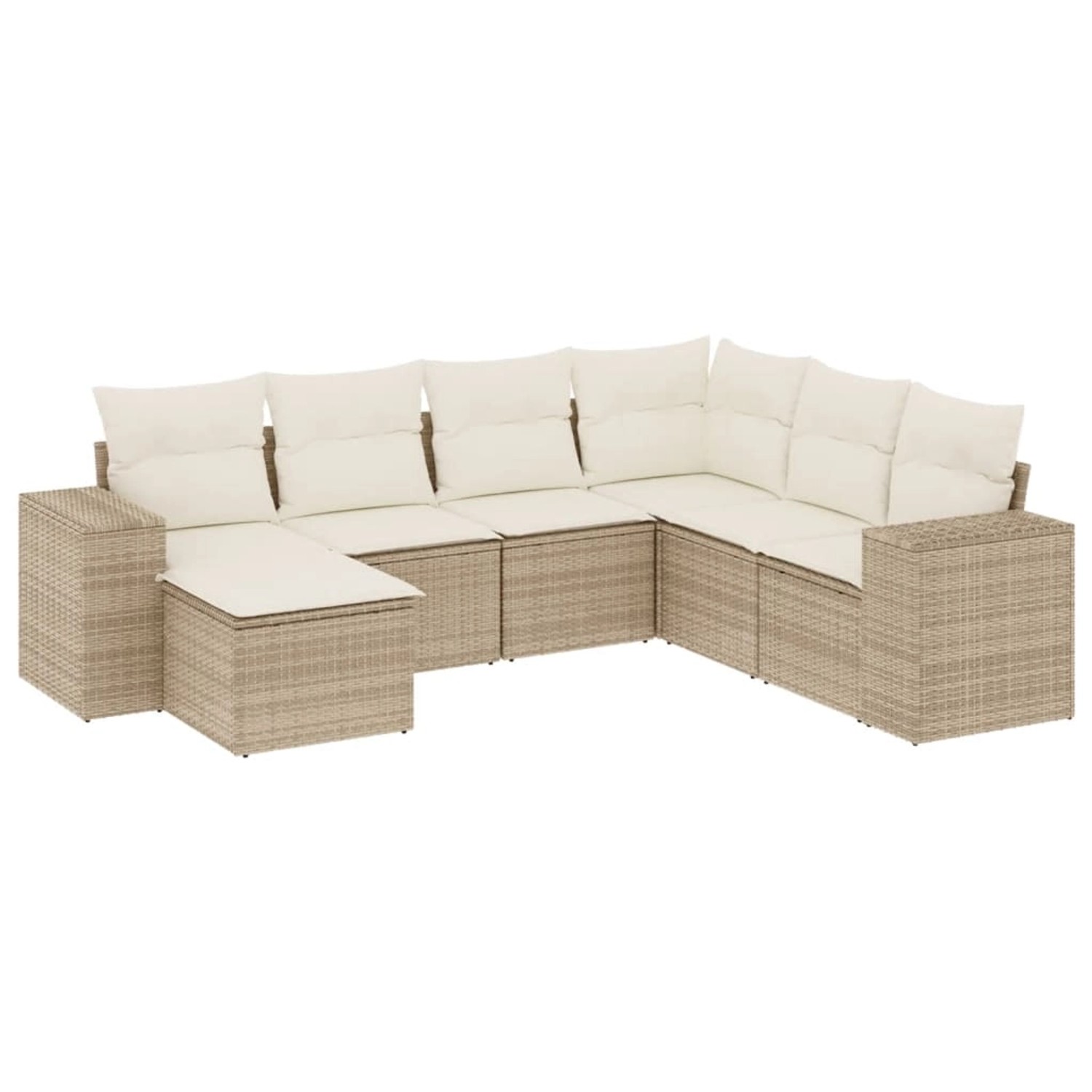 vidaXL 7-Tlg Garten-Sofagarnitur mit Kissen Beige Poly Rattan 3255235 günstig online kaufen