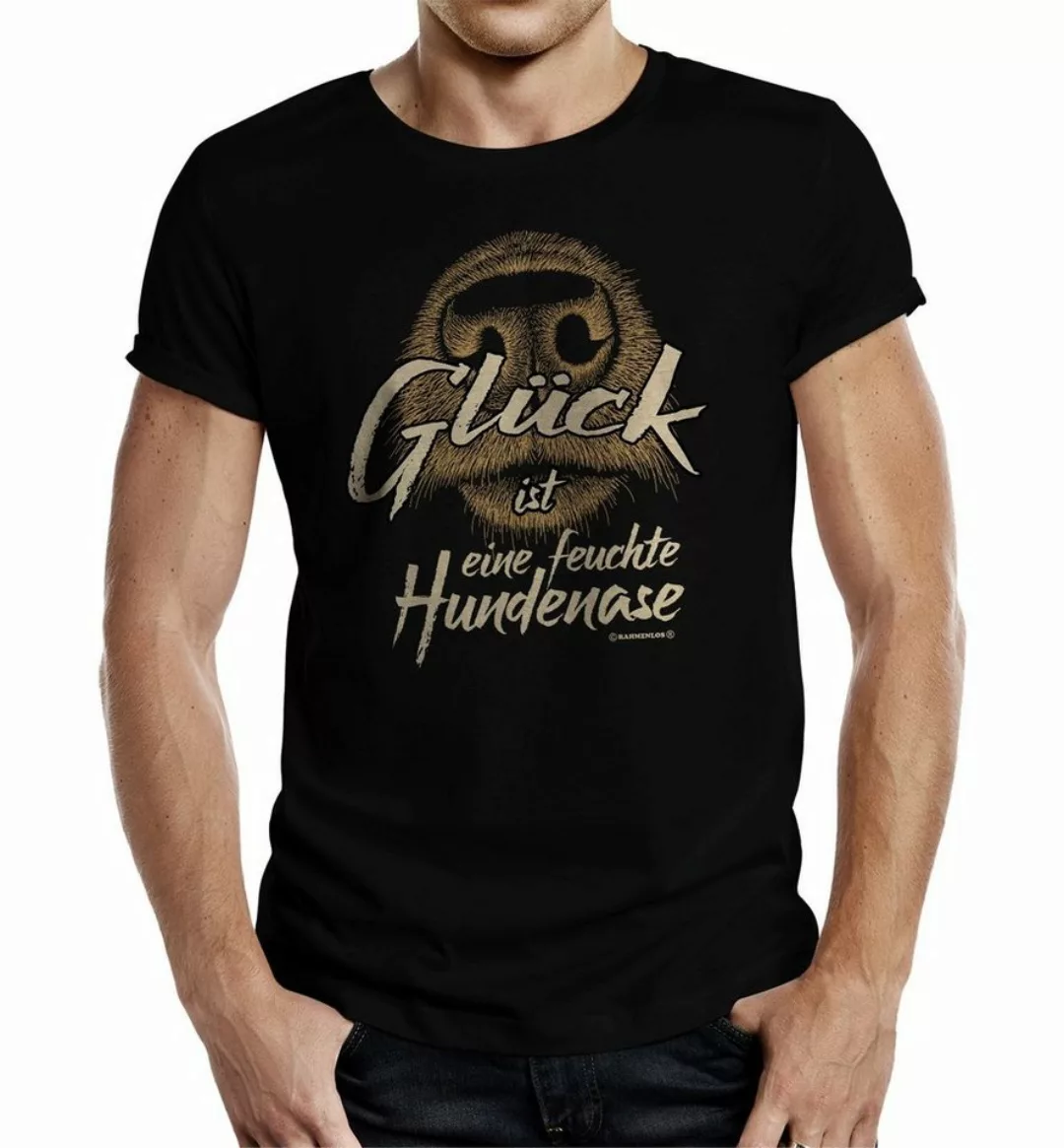 RAHMENLOS® T-Shirt Das Geschenk für Hundebesitzer: Glück ist eine feuchte H günstig online kaufen