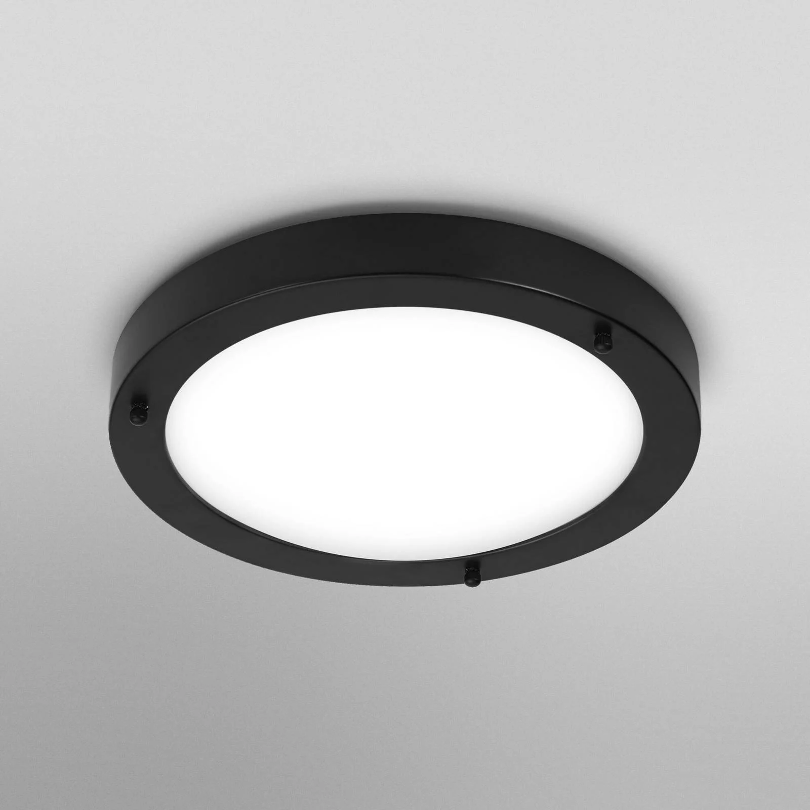 OSRAM Deckenlampe BATHROOM, schwarz Ø 31 cm Metall/Glas IP44 günstig online kaufen