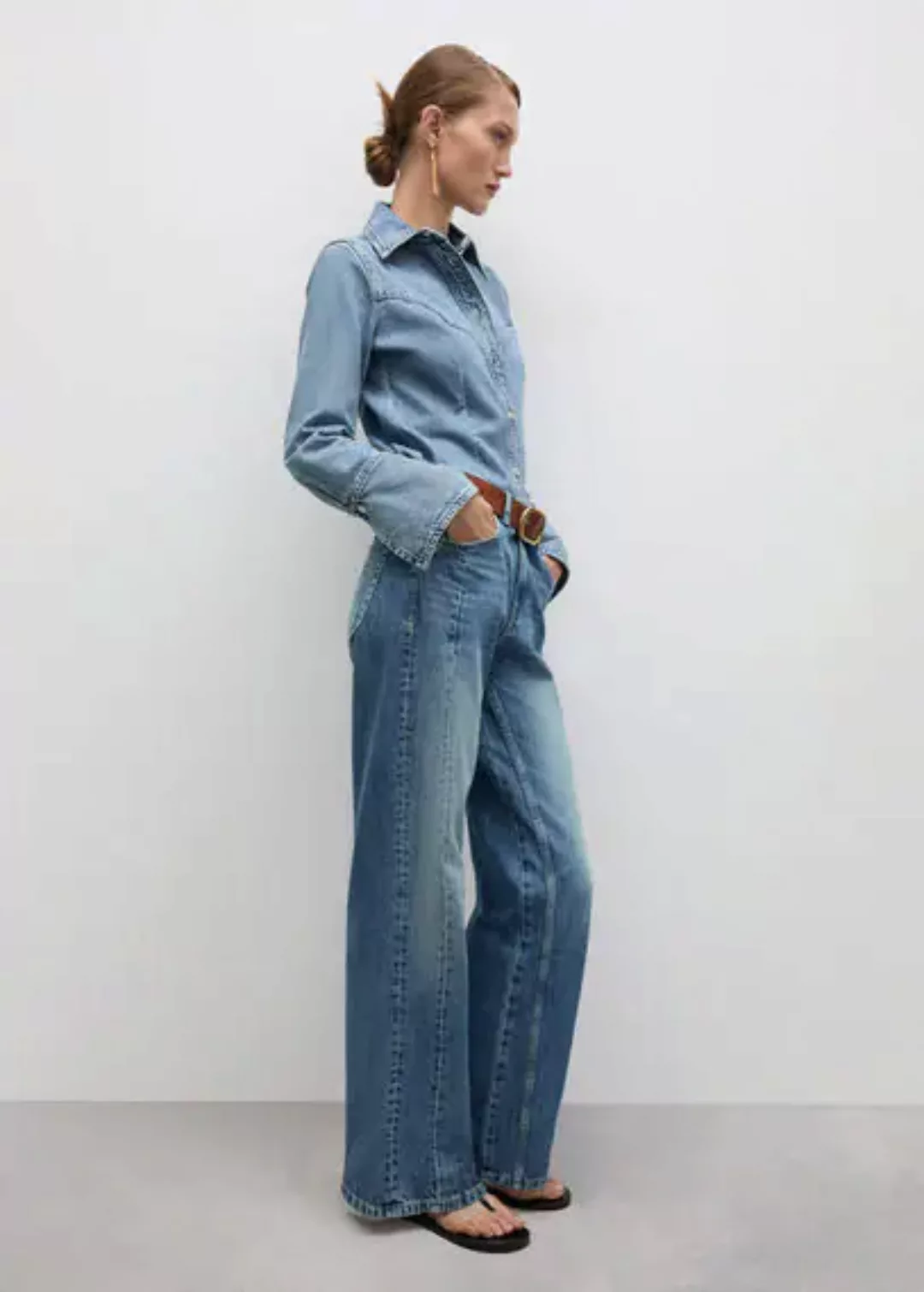 Gerade Jeans mit Ziernähten günstig online kaufen