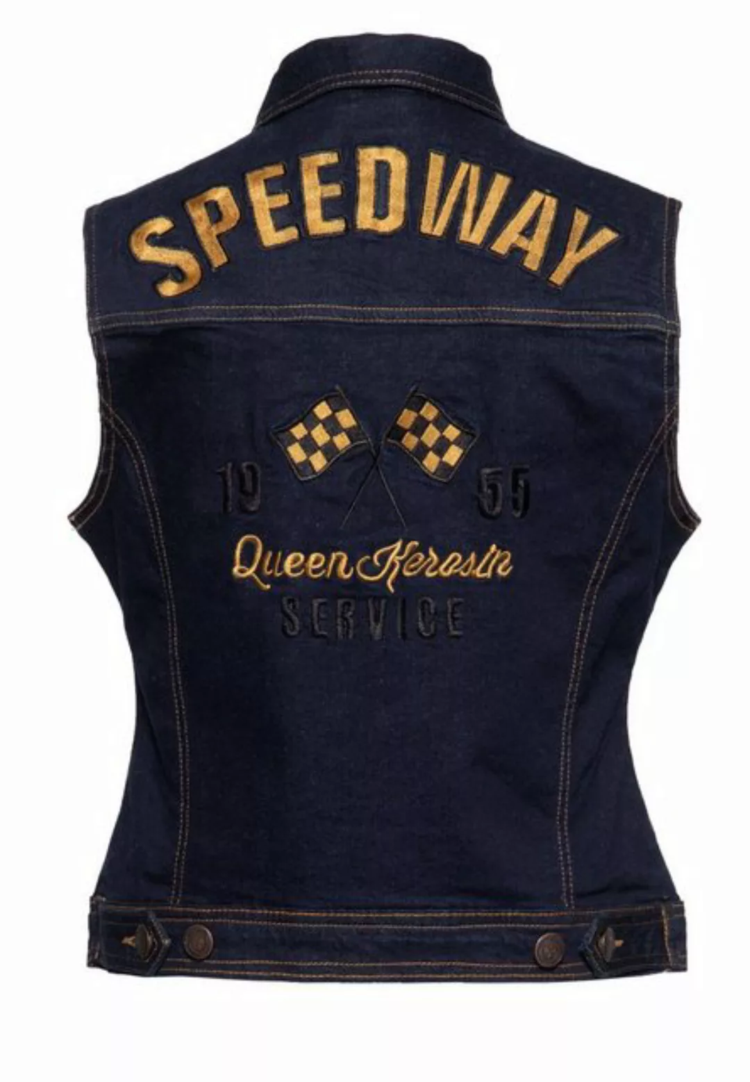 QueenKerosin Jeansweste Speedway mit Stickerei günstig online kaufen