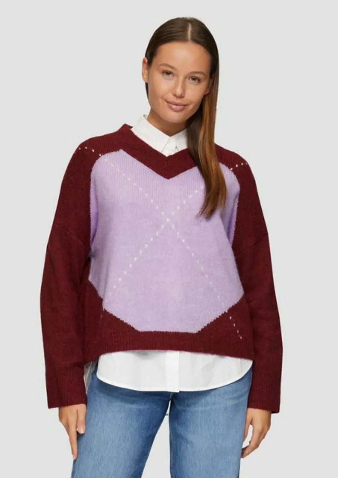 s.Oliver Strickpullover Oversized Wollmix-Strickpullover mit Argyle-Muster günstig online kaufen