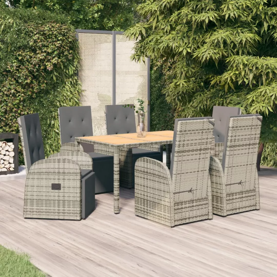 Vidaxl 7-tlg. Garten-essgruppe Mit Kissen Grau Poly Rattan günstig online kaufen