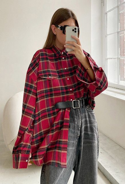 LOVGCCN Langarmhemd Street Style Texturiertes Hemd Damen Nische Lose Mehrla günstig online kaufen