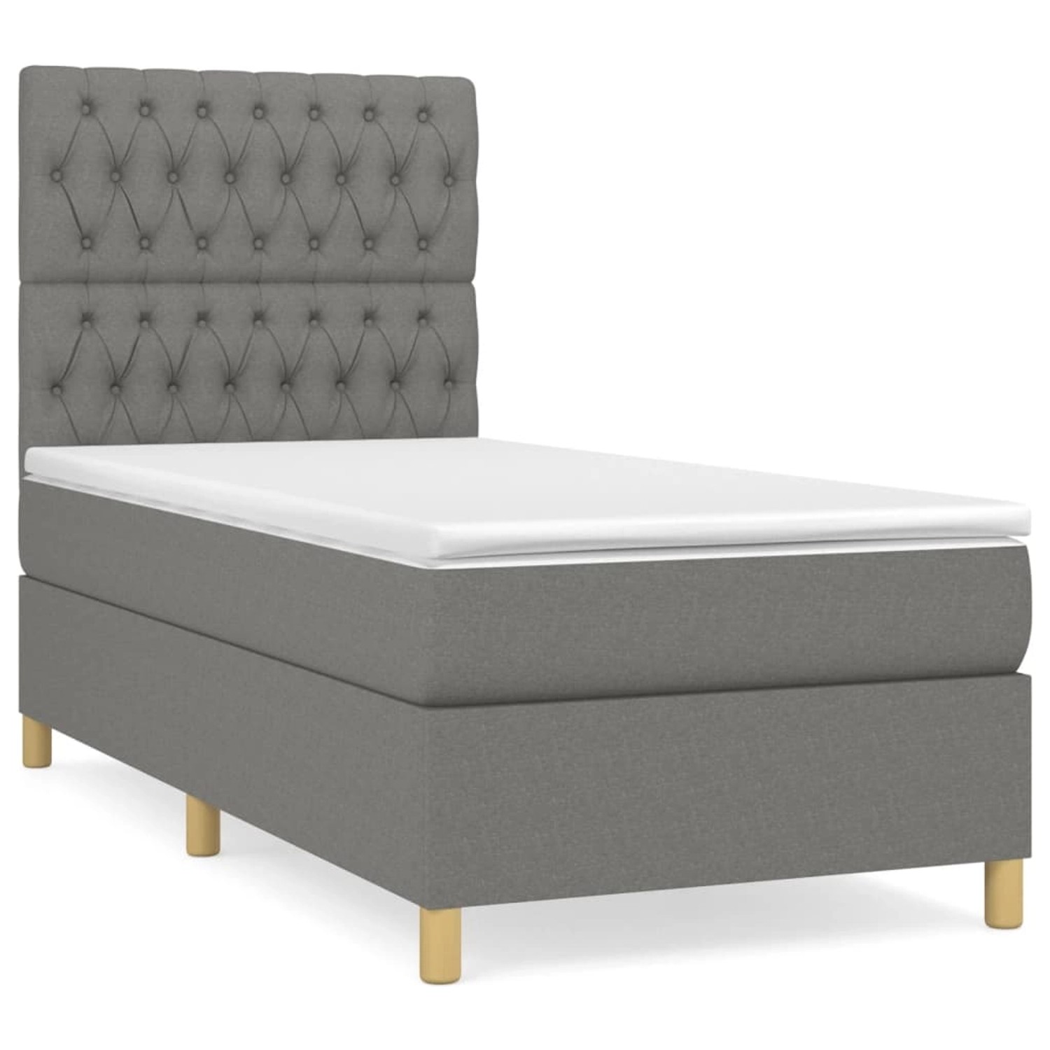 vidaXL Boxspringbett Boxspringbett mit Matratze Dunkelgrau 100x200 cm Stoff günstig online kaufen