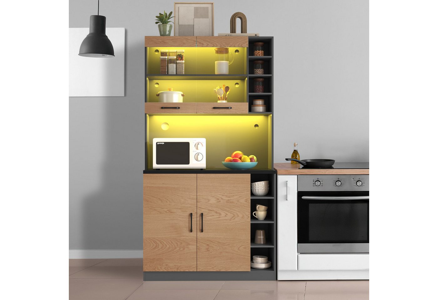 Flieks Hochschrank KüchenBuffet (100x47x187 cm, 1-St., höhenverstellbare se günstig online kaufen