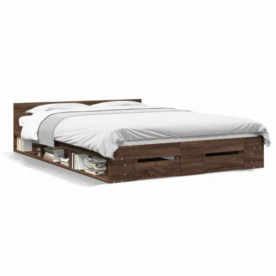 vidaXL Bett Bettgestell mit Schubladen Grau Sonoma 140x200 cm Holzwerkstoff günstig online kaufen