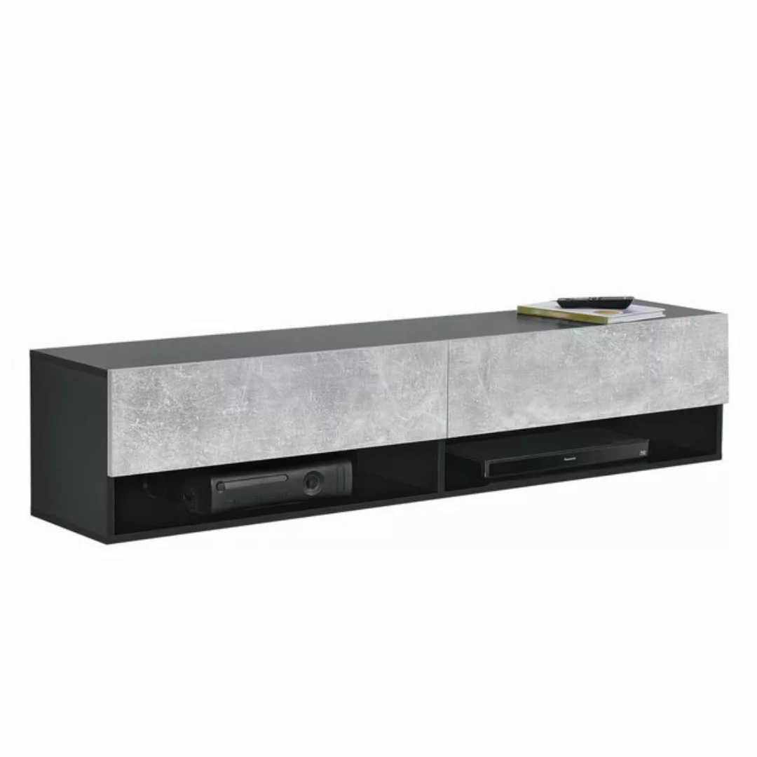 en.casa Hängeschrank Halmstad TV Lowboard 140 cm zwei Ablagefächer Schwarz günstig online kaufen